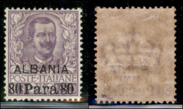 Uffici Postali All'Estero - Levante - Albania - 1907 - 80 Para Su 50 Cent Floreale (9) - Gomma Originale - Ottimamente C - Sonstige & Ohne Zuordnung