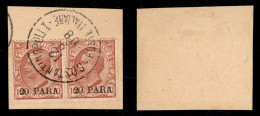 Uffici Postali All'Estero - Levante - Costantinopoli - 1908 - 20 Para Su 10 Cent (9) - Coppia Usata Su Frammento - Costa - Sonstige & Ohne Zuordnung