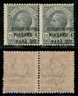 Uffici Postali All'Estero - Levante - Costantinopoli - 1922 - 1,20 Piastre Su 15 Cent Leoni (42 - Varietà) - Coppia Oriz - Autres & Non Classés