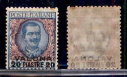 Uffici Postali All'Estero - Levante - Valona - 1909 - 20 Piastre Su 5 Lire (7) - Gomma Integra (175) - Other & Unclassified