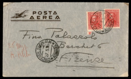 Colonie - Africa Orientale Italiana - Asmara Concentr. Suss. P.M. - Due 75 Cent (200 - Eritrea) Su Aerogramma Per Firenz - Sonstige & Ohne Zuordnung