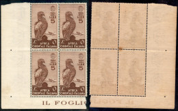 Colonie - Africa Orientale Italiana - 1938 - 5 Lire (9) - Quartina Angolare - Gomma Integra - Punto Giallo A Cavallo Del - Altri & Non Classificati