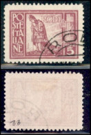 Colonie - Egeo - Emissioni Generali - 1929 - 5 Lire Pittorica (10) Usato (250) - Andere & Zonder Classificatie