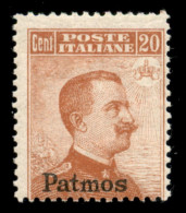 Colonie - Egeo - Patmo - 1917 - 20 Cent Michetti (9) - Gomma Integra (350) - Andere & Zonder Classificatie