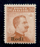 Colonie - Egeo - Rodi - 1917- 20 Cent MIchetti (10) - Gomma Originale Con Lieve Traccia Di Linguella (350+) - Andere & Zonder Classificatie