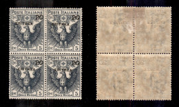 Colonie - Eritrea - 1916 - 20 Cent Su 15 Croce Rossa (43) In Quartina - Gomma Originale - Due Con Gomma Integra (444) - Andere & Zonder Classificatie