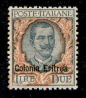 Colonie - Eritrea - 1925 - 2 Lire Floreale (95) Con Gomma Integra - Ottimamente Centrato - Qualche Piccolo Punto Giallo  - Other & Unclassified