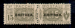 Colonie - Eritrea - 1924 - 15 Lire (20b) Con Soprastampe Al Centro - Gomma Originale (500) - Altri & Non Classificati