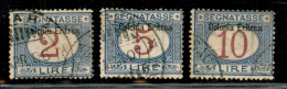 Colonie - Eritrea - 1903 - 2 Lire (9) + 5 Lire (10) + 10 Lire (11) - 3 Valori Usati (1880) - Autres & Non Classés