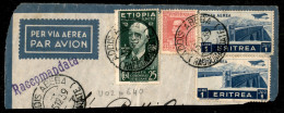 Colonie - Etiopia - Raccomandata Aerea Con 25 Cent VE III (3) + 75 Cent VE III (200 - Eritrea) + Due 1 Lira Posta Aerea  - Other & Unclassified