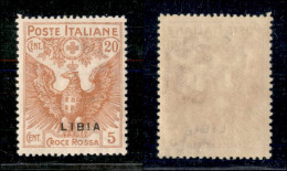 Colonie - Libia - 1916 - 20 + 5 Cent Croce Rossa (16ac) - Soprastampa Sottile In Basso - Gomma Integra - Molto Bello (22 - Altri & Non Classificati