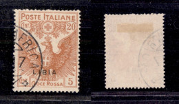 Colonie - Libia - 1916 - 20 Cent Croce Rossa (16ac) Usato - Soprastampa Sottile Spostata In Basso - Non Quotato - Other & Unclassified