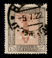 Colonie - Libia - 1921 - 15 Cent Pittorica (25a Varietà C) - Dentellato 14x13 1/4 Con Centro Capovolto - Usato (400+) - Sonstige & Ohne Zuordnung