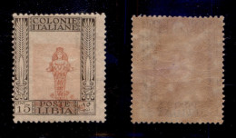Colonie - Libia - 1921 - 15 Cent Pittorica (25a Varietà G) Dentellato 14x13 - Centro Spostato In Basso - Gomma Integra - Otros & Sin Clasificación