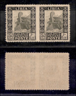 Colonie - Libia - 1924 - 50 Cent Pittorica (51t) - Coppia Orizzontale Non Dentellata Al Centro - Ottimamente Centrata -  - Otros & Sin Clasificación