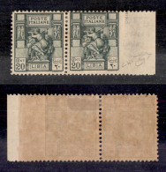 Colonie - Libia - 1926 - 20 Cent Sibilla (54 + 54e) - Coppia Orizzontale Bordo Foglio Non Dentellata A Destra - Gomma Or - Altri & Non Classificati