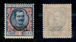 Colonie - Somalia - 1926 - 5 Lire Floreale (103) - Gomma Originale (180) - Other & Unclassified