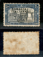 Colonie - Somalia - 1927 - Non Emessi - 5 Lire Milizia (108A) - Gomma Integra - Ingiallimenti Al Retro (3.200) - Sonstige & Ohne Zuordnung