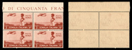 Colonie - Somalia - 1936 - 3 Lire Pittorica (24) In Quartina - Gomma Integra (460) - Other & Unclassified