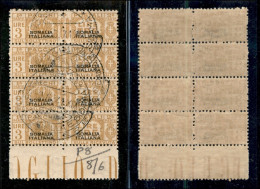 Colonie - Somalia - 1928 - 3 Lire (62) - Striscia Verticale Di 4 Bordo Foglio Usata A Gimma Il 9.6.41 - Other & Unclassified