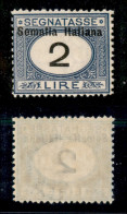 Colonie - Somalia - 1926 - 2 Lire (49 Varietà C) Con Soprastampa Obliqua - Gomma Originale Con Invisibile Traccia Di Lin - Altri & Non Classificati