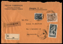 Repubblica - 5 Lire + 100 Lire Turrita + 60 Lire Canova (762 + 785 + 813) Su Raccomandata Assegno Del 22.8.57 Da S. Giov - Sonstige & Ohne Zuordnung