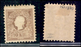 EUROPA - AUSTRIA - 1870 - Ristampe - 10 Kreuzer (14/II) - Gomma Originale - Andere & Zonder Classificatie