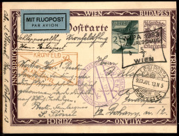 EUROPA - AUSTRIA - 1933 (5 Luglio) - Volo A Vela Konfeld Vienna Budapest - Cartolina Postale Del Volo - Sonstige & Ohne Zuordnung