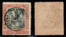 OLTREMARE - BARBADOS - 1906 - 1 Shilling Trafalgar (75) - Usato (65) - Sonstige & Ohne Zuordnung