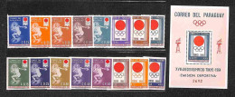 OLTREMARE - PARAGUAY - 1964 - Olimpiadi Tokyo (1265/1280 + Block 50) - Serie Completa Dentellati E Non + Foglietto - Gom - Otros & Sin Clasificación
