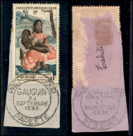 OLTREMARE - POLINESIA FRANCESE - 1953 - 14 Fr Gauguin (23) - Su Frammento Con Timbro Primo Giorno D’emissione - Altri & Non Classificati