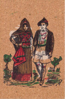 Carte En Liège - Gravure Couleur - Folklore - Costumes  Portugais - Personen