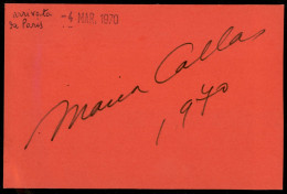 AUTOGRAFI - Callas Maria (soprano) - Autografo Su Cartoncino Del 1970 - Other & Unclassified