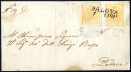 Cover 1851, Lettera Da Padova Il 1.4 Per Città Affrancata Con Due 5 C. (due Tinte) Giallo Arancio Chiaro E Giallo Aranci - Lombardy-Venetia