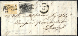 Cover 1852, Lettera Da Piadena (Cor. Punti 5) Del 19.7 Per Verona Affrancata Con 5 C. Giallo Ocra (con Filigrana) E 10 C - Lombardije-Venetië