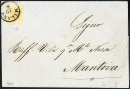 Cover 1854, Lettera Da Milano Del 10.6 Per Mantova, Affrancata Con 5 C. Giallo, Firmata ED, Sass. 1 / 750,- - Lombardo-Vénétie