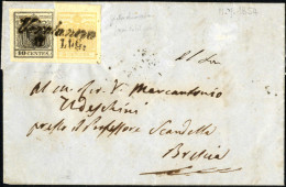 Cover 1854, Lettera Da Verolanova (Cor. Punti 4) Del 10.7 Per Brescia Affrancata Con 5 C. Giallo Chiarissimo E 10 C. Ner - Lombardije-Venetië