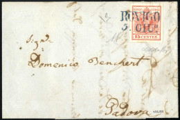Cover 1850, Rovigo, (SD Azzurro Punti 11) Lettera Del 5.6.1850 Quinto Giorno D`uso Per Padova Affrancata Con 15 C. Rosso - Lombardo-Venetien