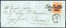 Cover 1851, Lettera Da Cittadella Del 28.5 Per Verona Affrancata Con 15 C. Rosso I Tipo Carta A Mano, Sass. 3 - Lombardo-Venetien