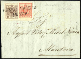 Cover 1850, Lettera Da Busto Arsizio (SD Punti 4) Del 19.9 Per Mantova Affrancata Con 15 C. Rosso E 30 C. Bruno I Tipo P - Lombardo-Vénétie