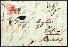 Cover 1850, Lettera Da Lecco Del 3.6 Terzo Giorno D'uso Per Ponte Affrancata Con 15 C. Rosso I Tipo Prima Tiratura Carta - Lombardije-Venetië