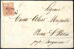Cover 1850, Lettera Da Milano (SD I Punti 6) Del 13.6 Tredicesimo Giorno D'uso Per Ponte S. Pietro Affrancata Con 15 C.  - Lombardije-Venetië