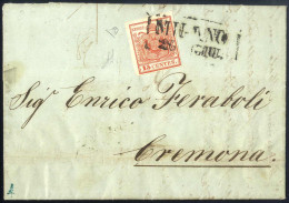 Cover 1850, Lettera Da Milano (SD II Parzialmente Riquadrato Punti 7) Del 28.6 Ventottesimo Giorno D'uso Per Cremona Aff - Lombardije-Venetië