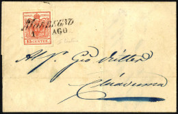 Cover 1850, Lettera Da Morbegno (SI Punti 5) Del 1.8 Per Chiavenna Affrancata Con 15 C. Rosso I Tipo Prima Tiratura Cart - Lombardy-Venetia