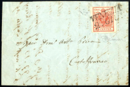 Cover 1850, Lettera Da Venezia Del 2.6 Secondo Giorno D'uso Per Castelfranco Affrancata Con 15 C. Rosso I Tipo Prima Tir - Lombardije-Venetië