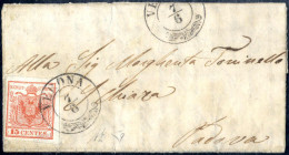 Cover 1850, Minilettera Da Verona Del 7.6 Settimo Giorno D'uso Per Padova Affrancata Con 15 C. Rosso I Tipo Prima Tiratu - Lombardo-Venetien