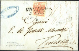 Cover 1850, Lettera Da Vicenza Del 5.6 Quinto Giorno D'uso Per Venezia Affrancata Con 15 C. Rosso Carminio I Tipo Prima  - Lombardy-Venetia