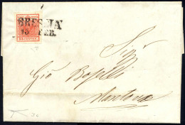 Cover 1851, Lettera Da Brescia Del 15.2 Per Mantova Affrancata Con 15 C. Rosso Carminio I Tipo Carta A Mano, Sass. 3c /  - Lombardo-Venetien