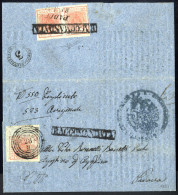 Cover 1851, Lettera Raccomandata Da Mirano (C4, Raccomandata Punti 2+6) Del 28.8 Per Padova Affrancata Con 15 C. Rosa Su - Lombardo-Vénétie