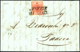 Cover 1850, Lettera Da Venezia (SI Punti 6) Del 11.7 Per Padova Affrancata Con 3 Kreuzer Rosso Carta A Mano, Firmata ED, - Lombardije-Venetië
